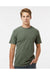 M&O 6500M Mens Vintage Garment Dyed Short Sleeve Crewneck T-Shirt Monterey Sage Green Model Front