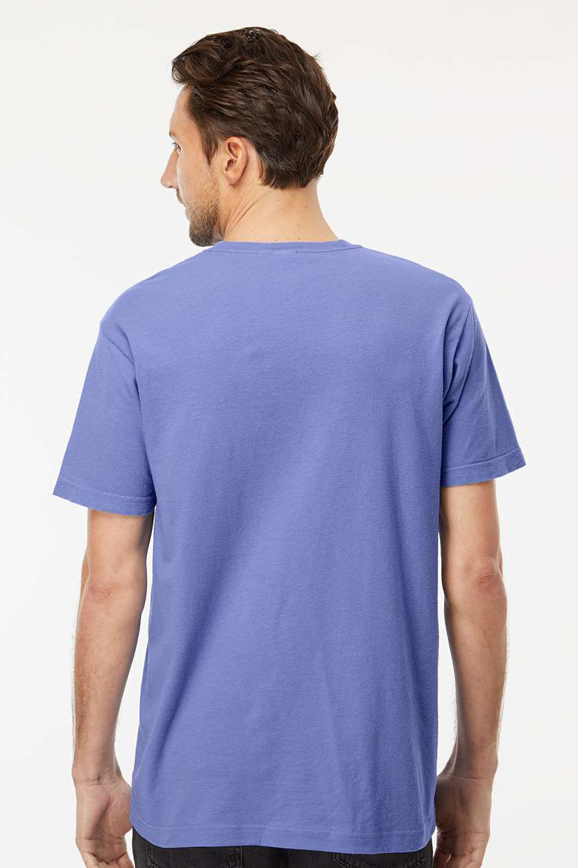 M&O 6500M Mens Vintage Garment Dyed Short Sleeve Crewneck T-Shirt Periwinkle Model Back