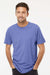 M&O 6500M Mens Vintage Garment Dyed Short Sleeve Crewneck T-Shirt Periwinkle Model Front