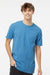 M&O 6500M Mens Vintage Garment Dyed Short Sleeve Crewneck T-Shirt Royal Caribe Blue Model Front