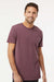 M&O 6500M Mens Vintage Garment Dyed Short Sleeve Crewneck T-Shirt Vineyard Red Model Front