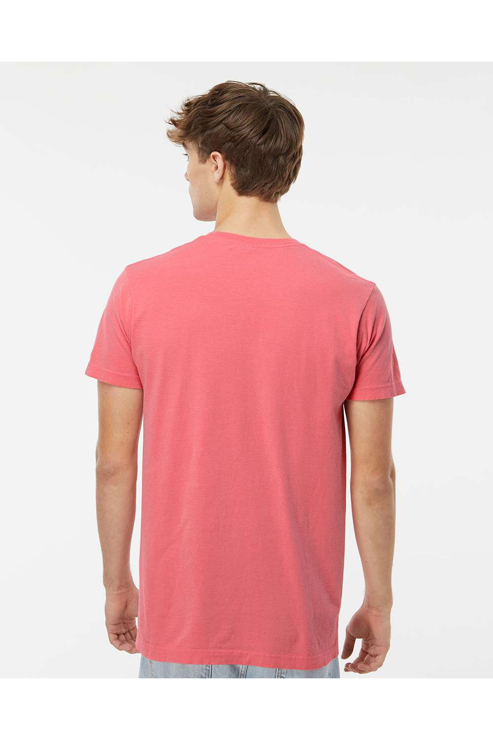 M&O 6500M Mens Vintage Garment Dyed Short Sleeve Crewneck T-Shirt Watermelon Red Model Back