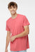 M&O 6500M Mens Vintage Garment Dyed Short Sleeve Crewneck T-Shirt Watermelon Red Model Front