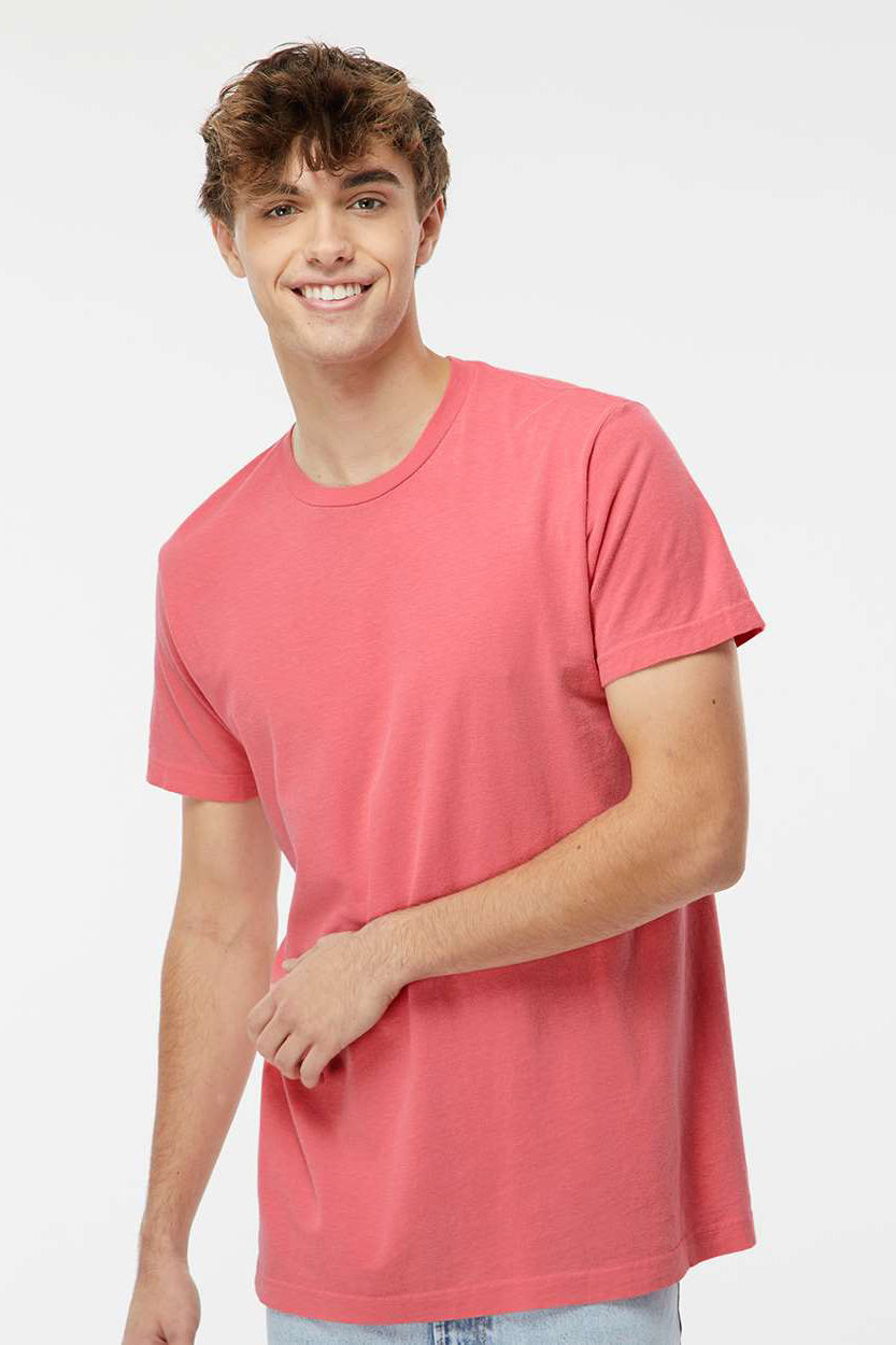 M&O 6500M Mens Vintage Garment Dyed Short Sleeve Crewneck T-Shirt Watermelon Red Model Front
