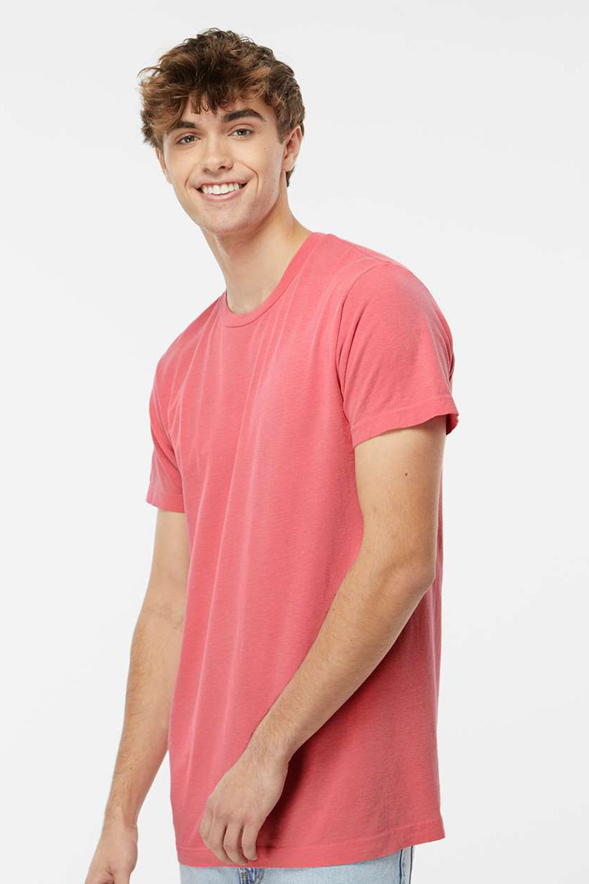 M&O 6500M Mens Vintage Garment Dyed Short Sleeve Crewneck T-Shirt Watermelon Red Model Side