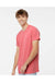 M&O 6500M Mens Vintage Garment Dyed Short Sleeve Crewneck T-Shirt Watermelon Red Model Side