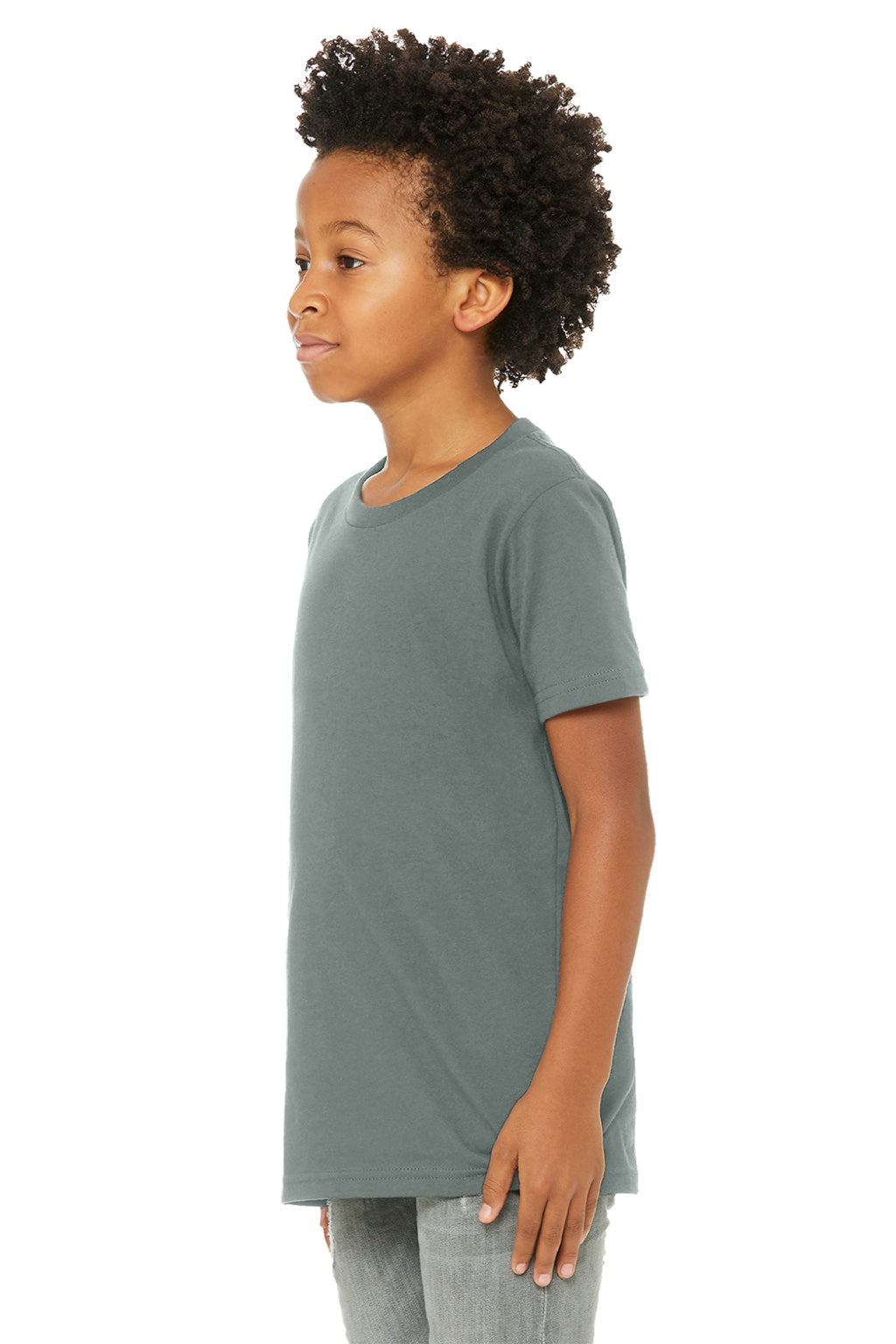 Bella + Canvas BC3001Y/3001Y Youth Jersey Short Sleeve Crewneck T-Shirt Storm Blue Model Side