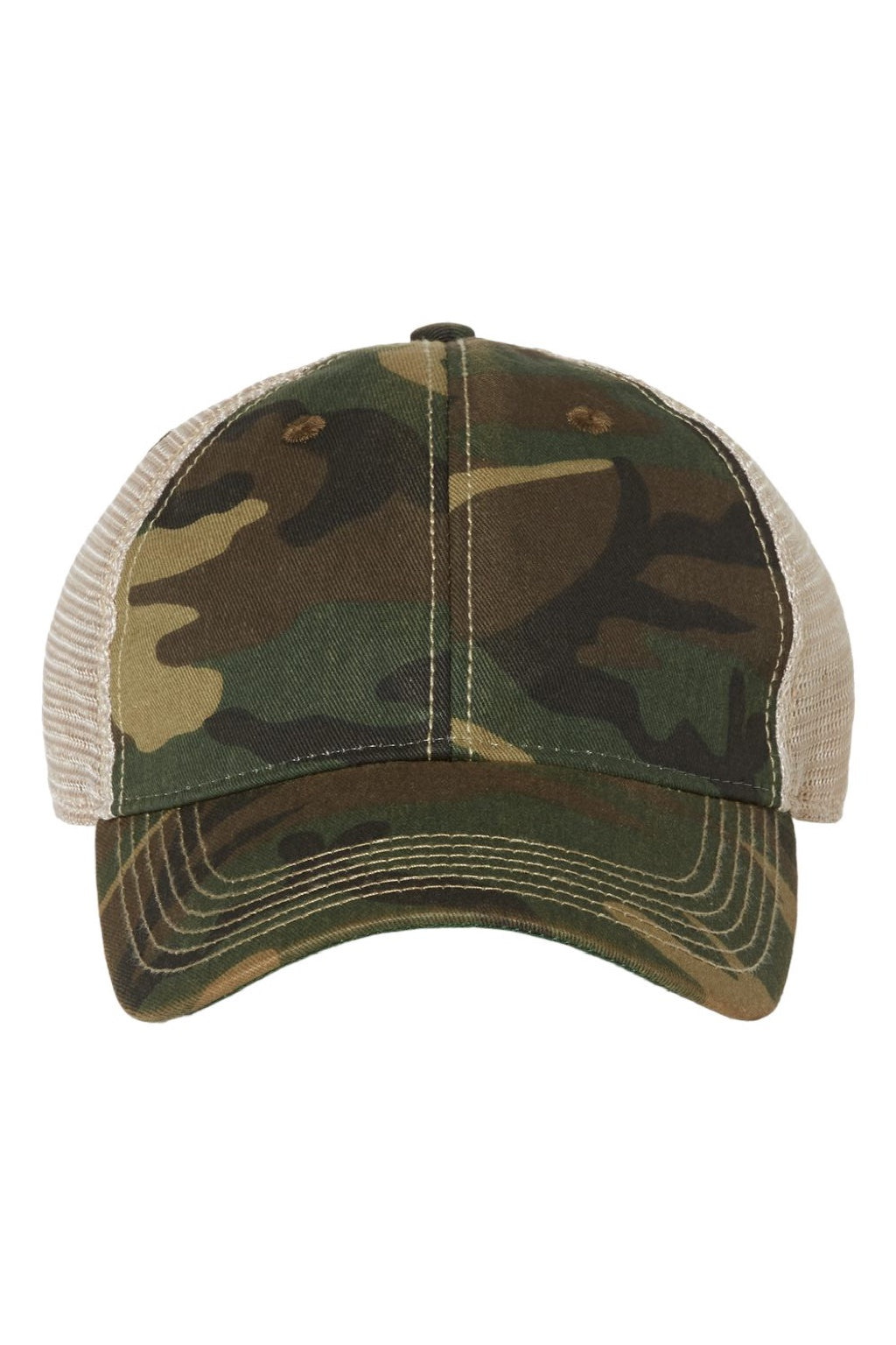 Legacy Hats OFA Mens Old Favorite Snapback Trucker Hat Army Camo/Khaki Flat Front