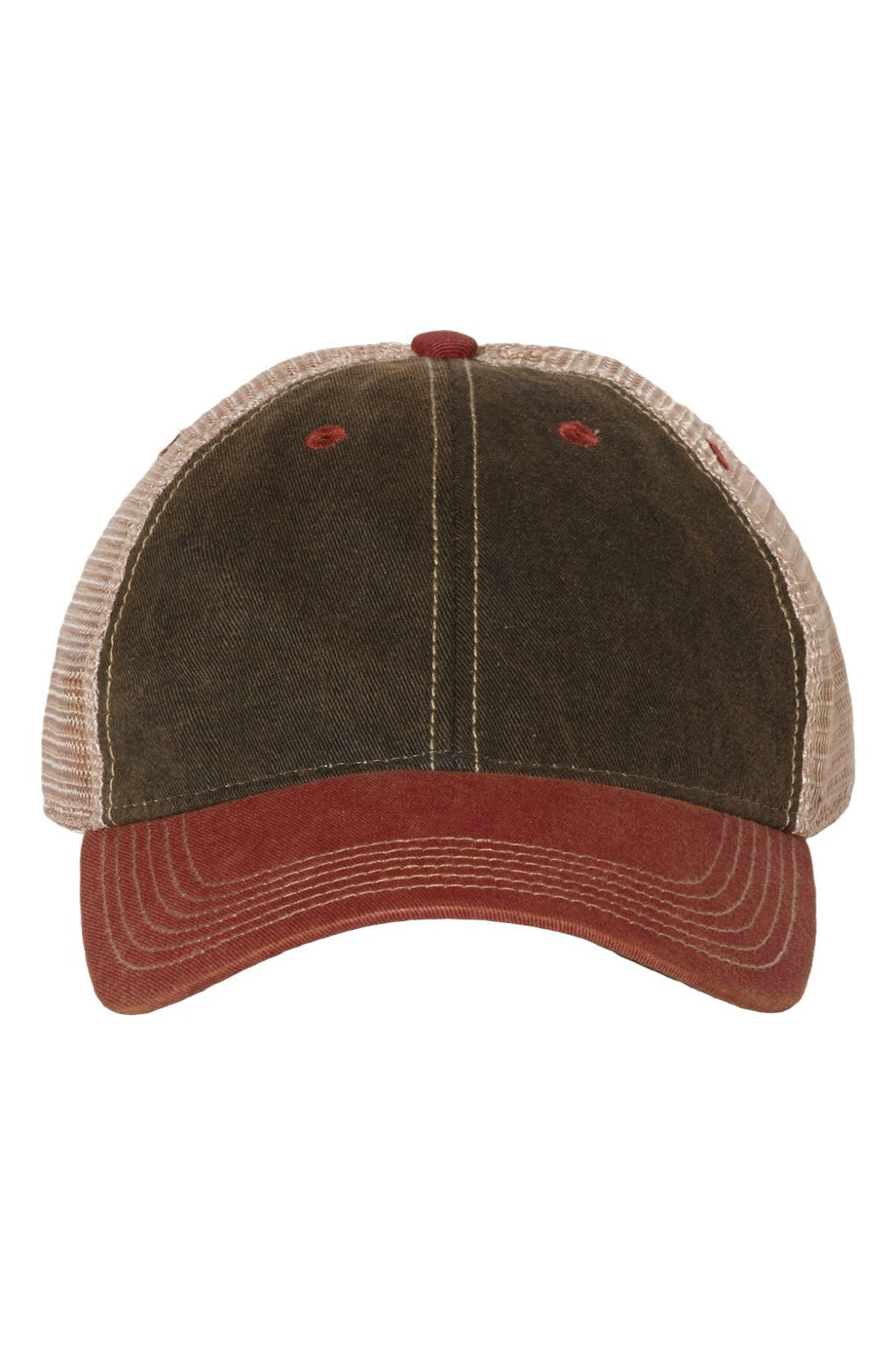 Legacy Hats OFA Mens Old Favorite Snapback Trucker Hat Black/Cardinal Red/Khaki Flat Front