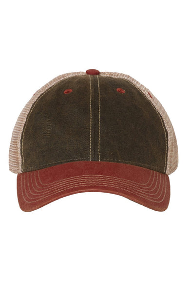 Legacy Hats OFA Mens Old Favorite Snapback Trucker Hat Black/Cardinal Red/Khaki Flat Front