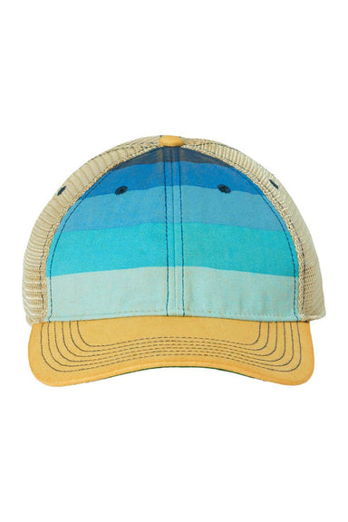 Legacy Hats OFA Mens Old Favorite Snapback Trucker Hat Blue Stripe/Khaki Flat Front