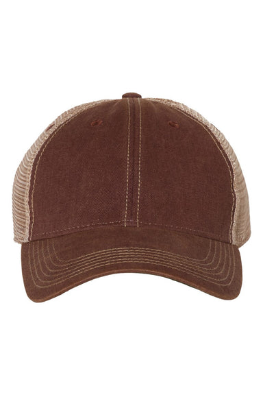 Legacy Hats OFA Mens Old Favorite Snapback Trucker Hat Burgundy/Khaki Flat Front