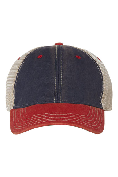 Legacy OFA Mens Old Favorite Trucker Hat Navy Blue/Scarlet Red/Khaki Flat Front