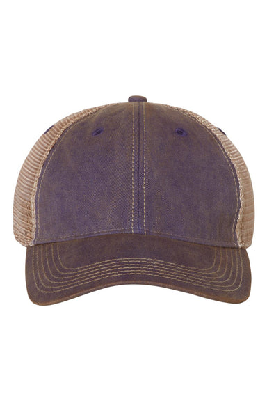 Legacy OFA Mens Old Favorite Trucker Hat Purple/Khaki Flat Front