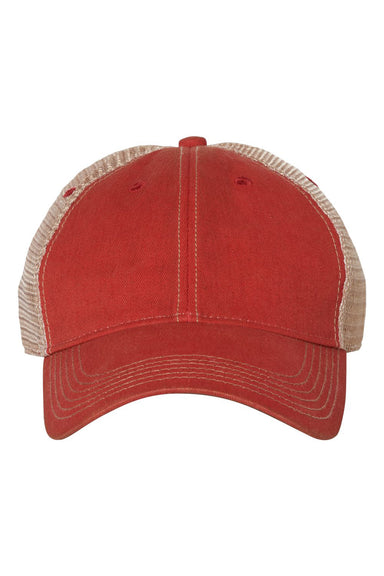 Legacy OFA Mens Old Favorite Trucker Hat Scarlet Red/Khaki Flat Front