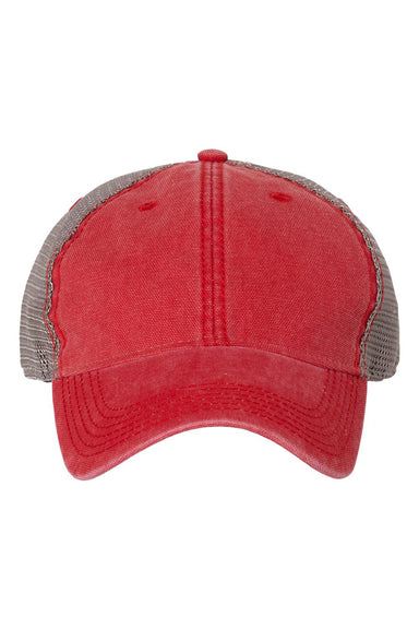 Legacy DTA Mens Dashboard Trucker Hat Scarlet Red/Grey Flat Front