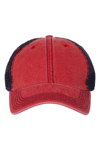 Legacy DTA Mens Dashboard Trucker Hat Scarlet Red/Navy Blue Flat Front