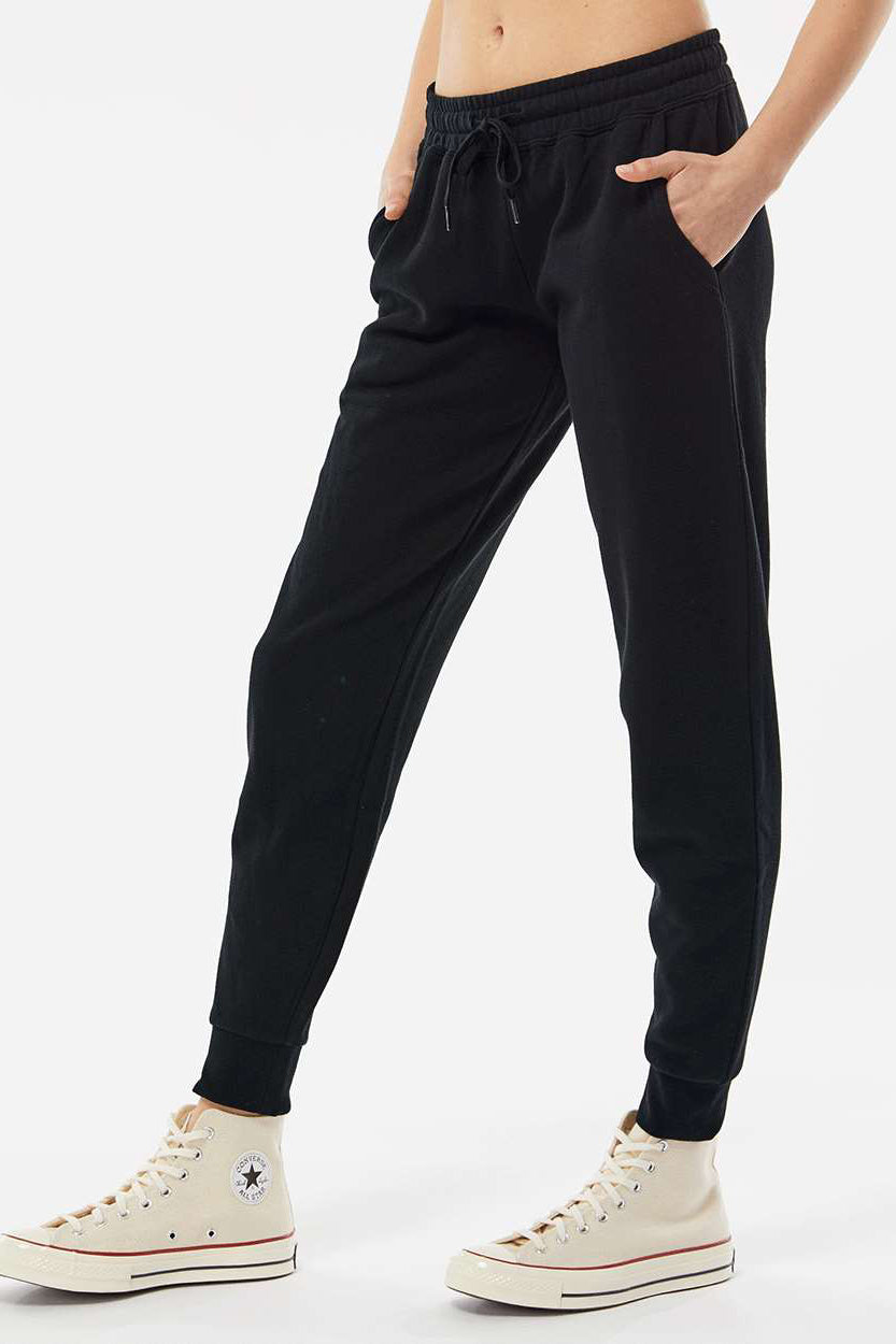 Independent Trading Company PRM20PNT Womens California Wave Wash Sweatpants w/ Pockets Black Model Side