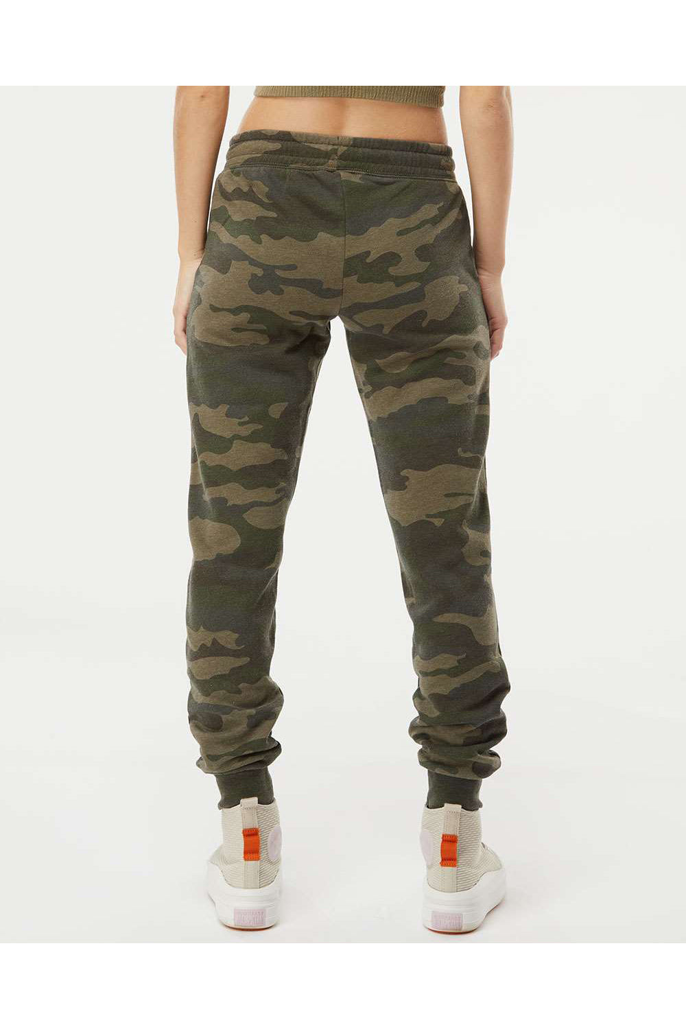Independent Trading Co. PRM20PNT Womens California Wave Wash Sweatpants w/ Pockets Heather Forest Green Camo Model Back