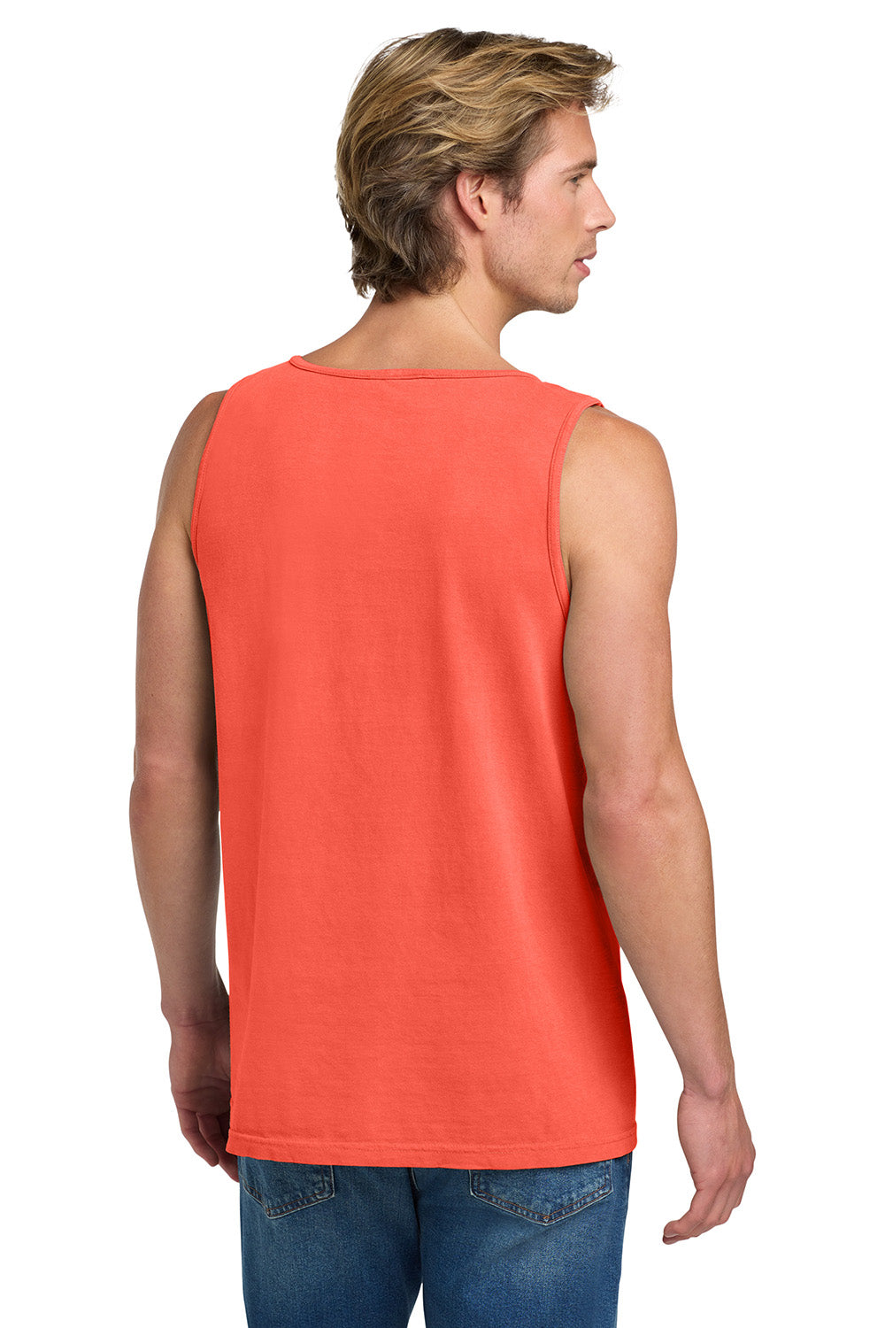 Comfort Colors 9360/C9360 Mens Tank Top Bright Salmon Orange Model Back