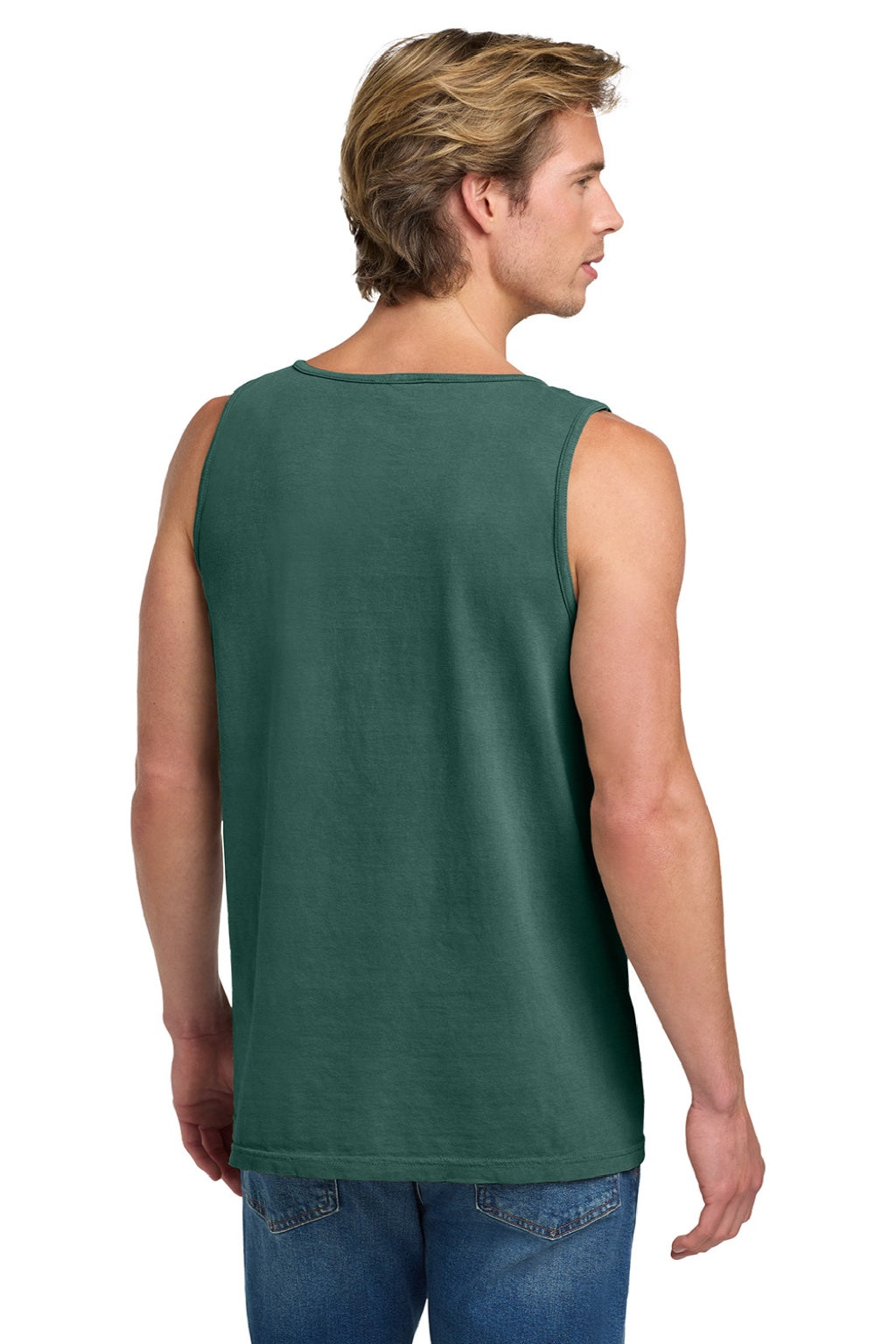 Comfort Colors 9360/C9360 Mens Tank Top Blue Spruce Green Model Back