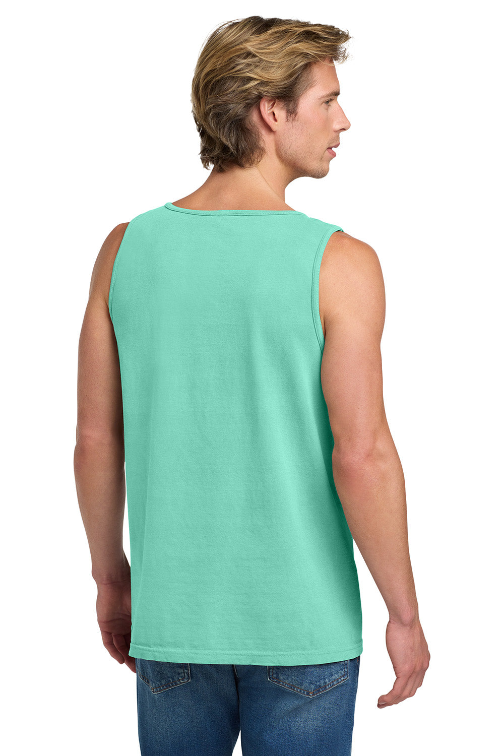 Comfort Colors 9360/C9360 Mens Tank Top Chalky Mint Green Model Back