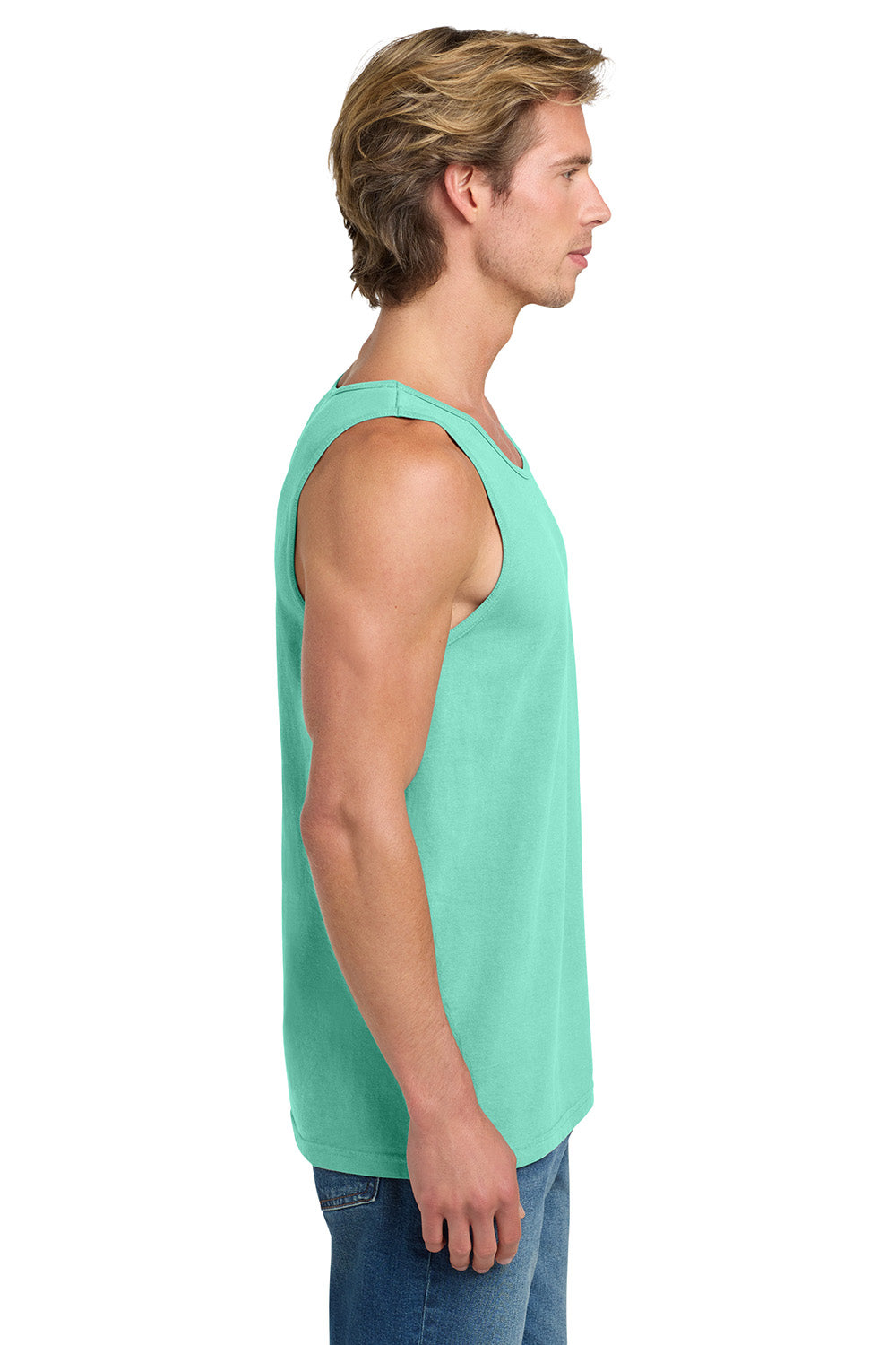 Comfort Colors 9360/C9360 Mens Tank Top Chalky Mint Green Model Side