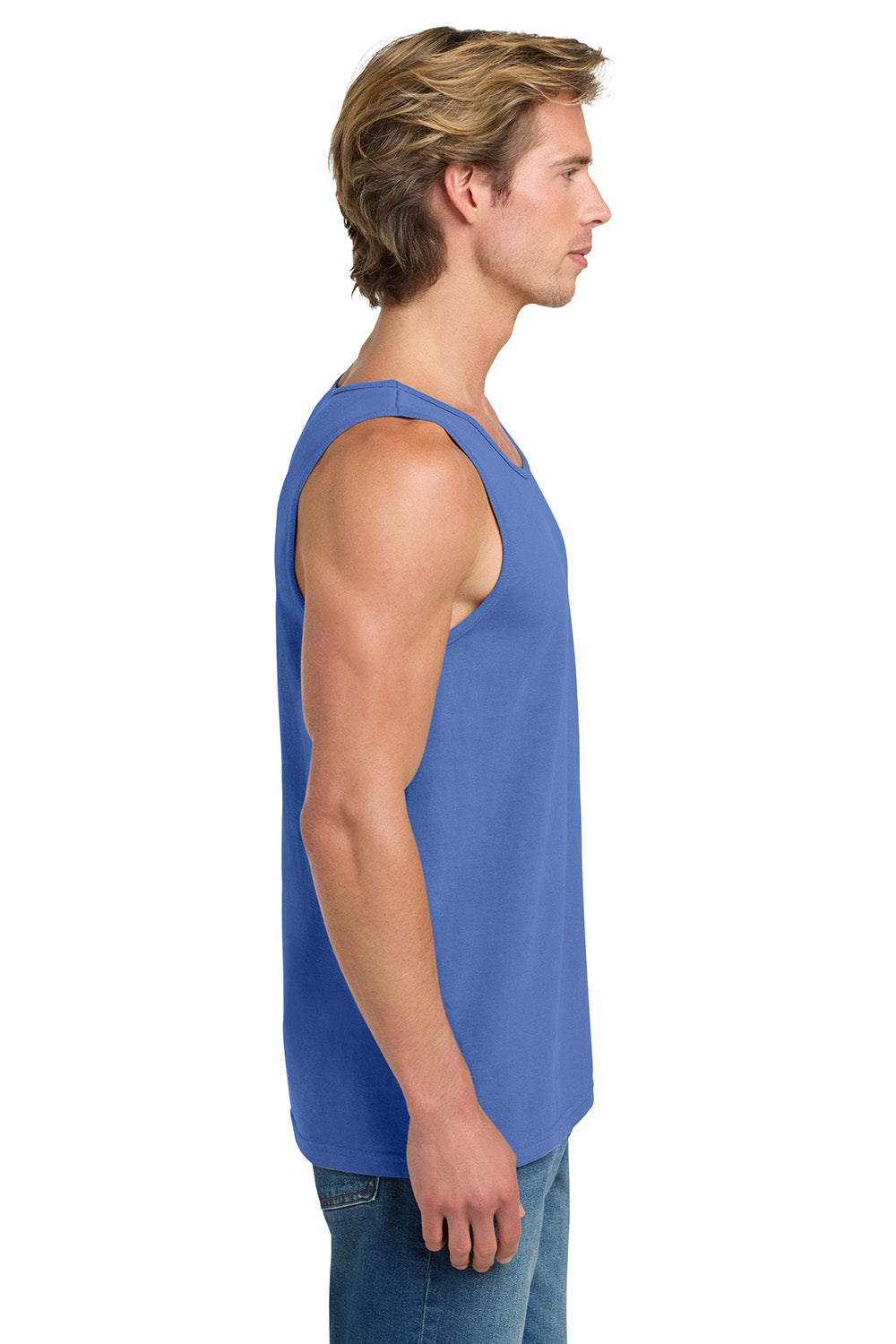 Comfort Colors 9360/C9360 Mens Tank Top Flo Blue Model Side