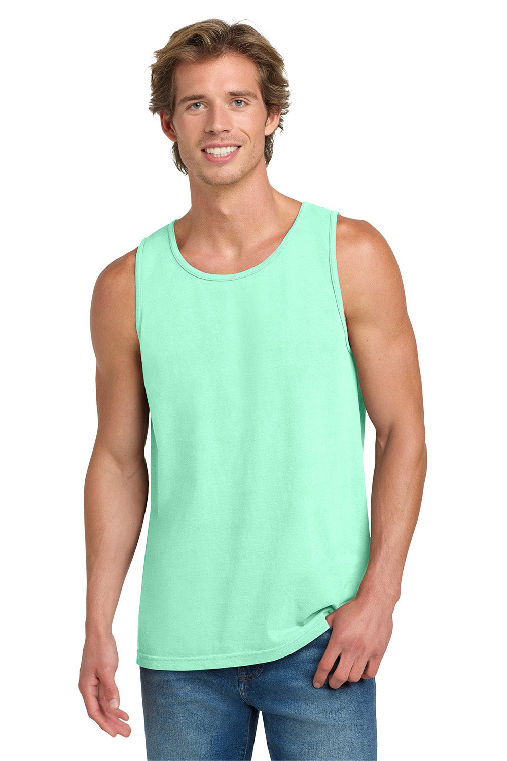 Comfort Colors 9360/C9360 Mens Tank Top Island Reef Green Model Front