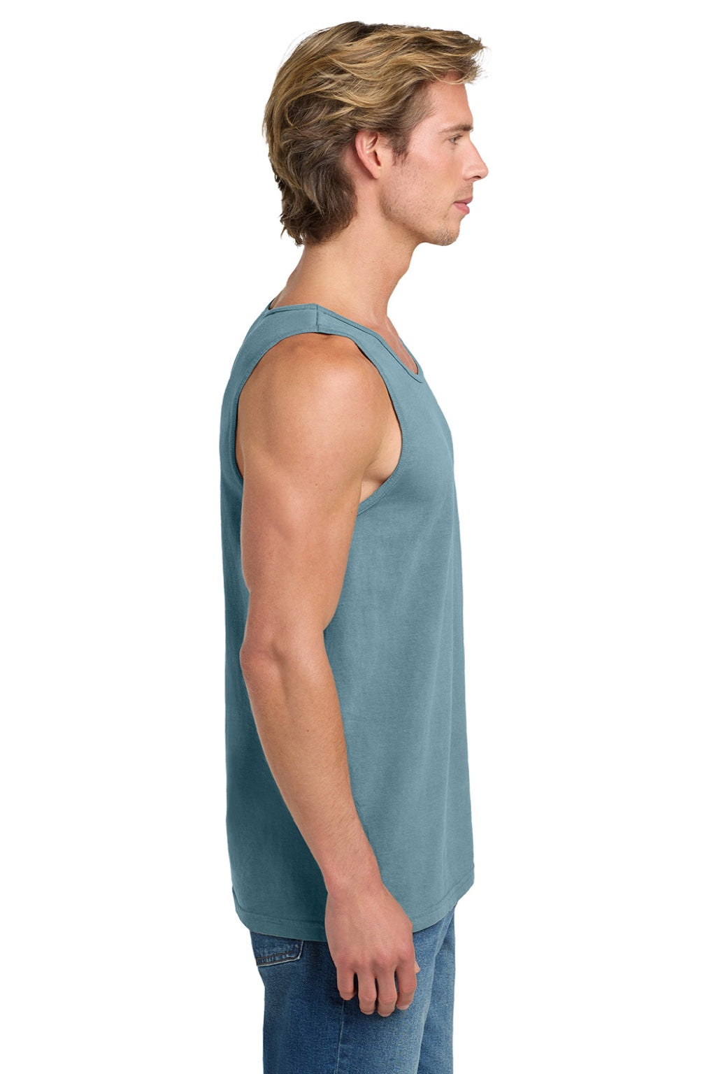 Comfort Colors 9360/C9360 Mens Tank Top Ice Blue Model Side
