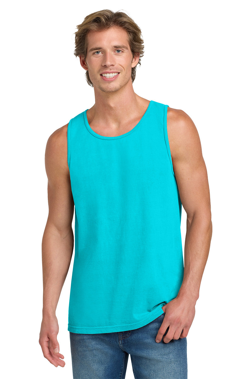 Comfort Colors 9360/C9360 Mens Tank Top Lagoon Blue Model Front
