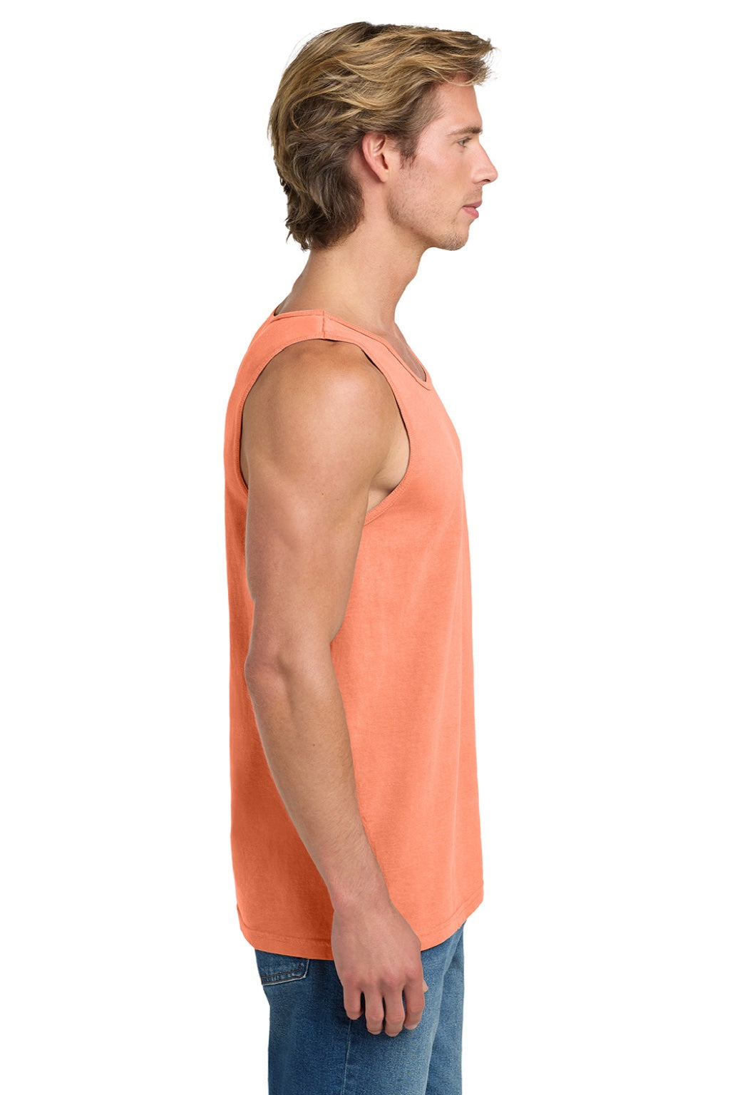 Comfort Colors 9360/C9360 Mens Tank Top Melon Orange Model Side