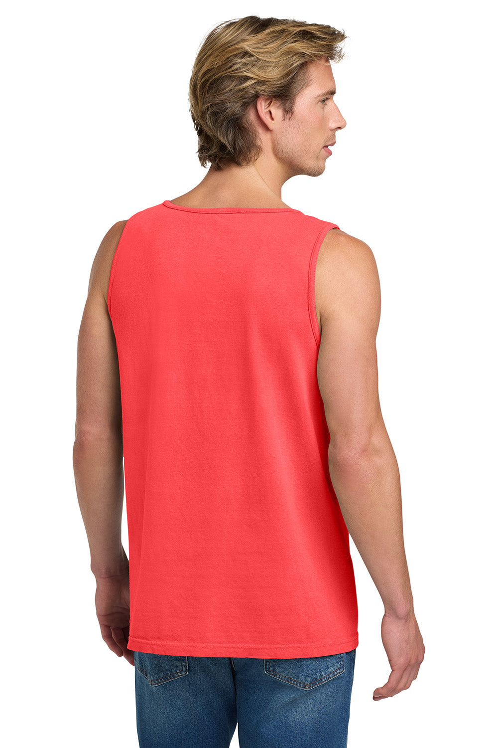Comfort Colors 9360/C9360 Mens Tank Top Neon Red Orange Model Back