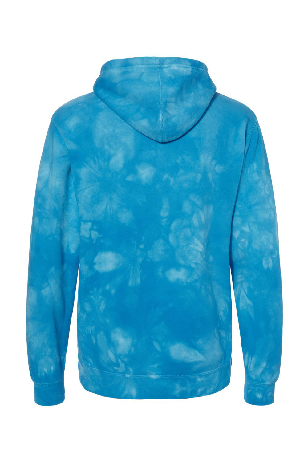 Independent Trading Company PRM4500TD Mens Tie-Dye Hooded Sweatshirt Hoodie w/ Pouch Pocket Aqua Blue Flat Back
