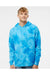 Independent Trading Co. PRM4500TD Mens Tie-Dye Hooded Sweatshirt Hoodie Aqua Blue Model Front