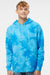 Independent Trading Company PRM4500TD Mens Tie-Dye Hooded Sweatshirt Hoodie w/ Pouch Pocket Aqua Blue Model Front