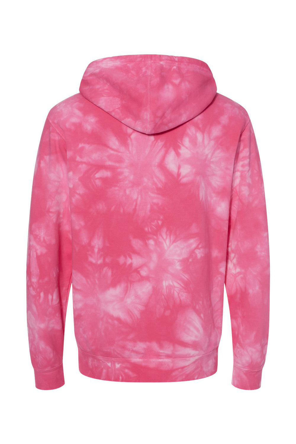 Independent Trading Company PRM4500TD Mens Tie-Dye Hooded Sweatshirt Hoodie w/ Pouch Pocket Pink Flat Back