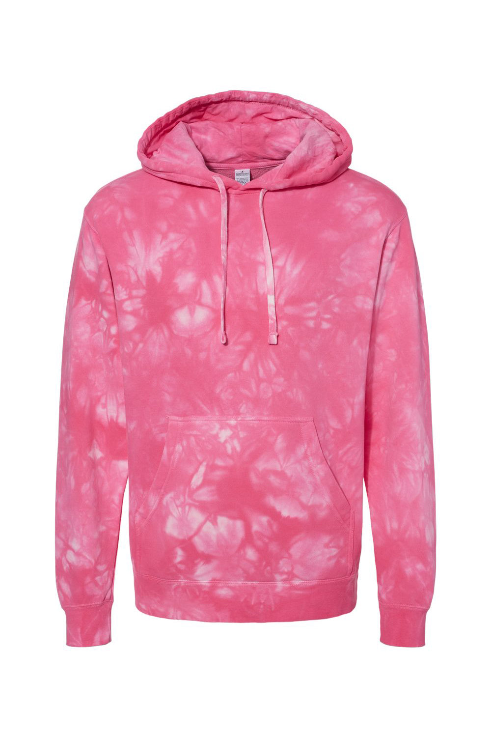 Independent Trading Company PRM4500TD Mens Tie-Dye Hooded Sweatshirt Hoodie w/ Pouch Pocket Pink Flat Front