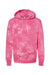 Independent Trading Company PRM4500TD Mens Tie-Dye Hooded Sweatshirt Hoodie w/ Pouch Pocket Pink Flat Front