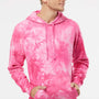 Independent Trading Company Mens Tie-Dye Hooded Sweatshirt Hoodie w/ Pouch Pocket - Pink