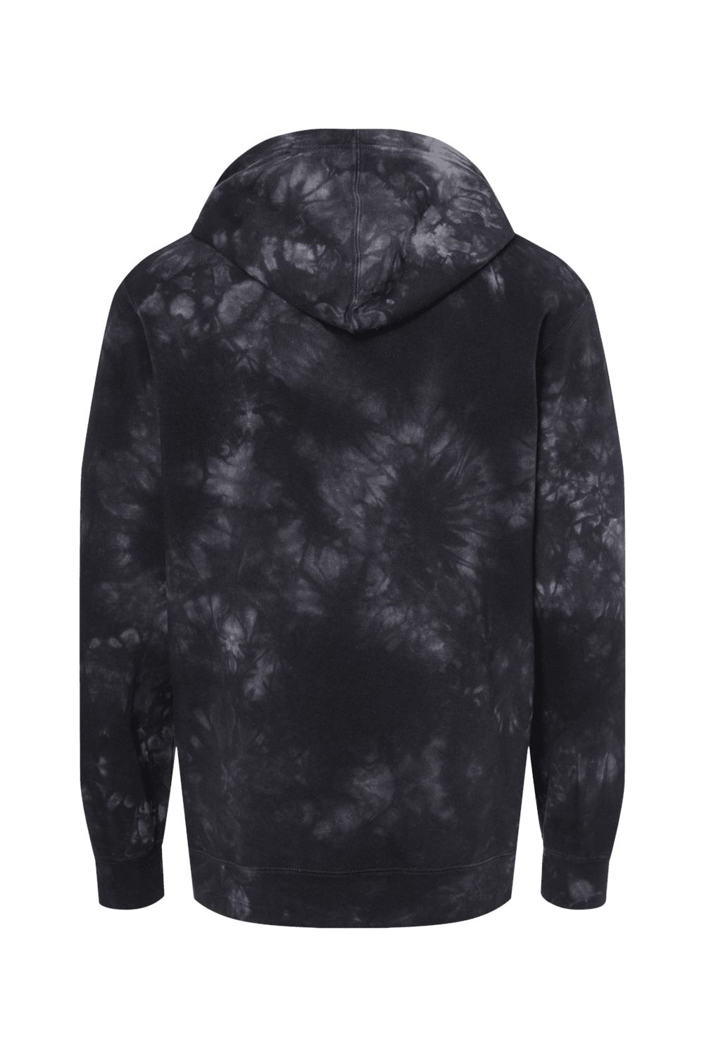 Independent Trading Company PRM4500TD Mens Tie-Dye Hooded Sweatshirt Hoodie w/ Pouch Pocket Black Flat Back