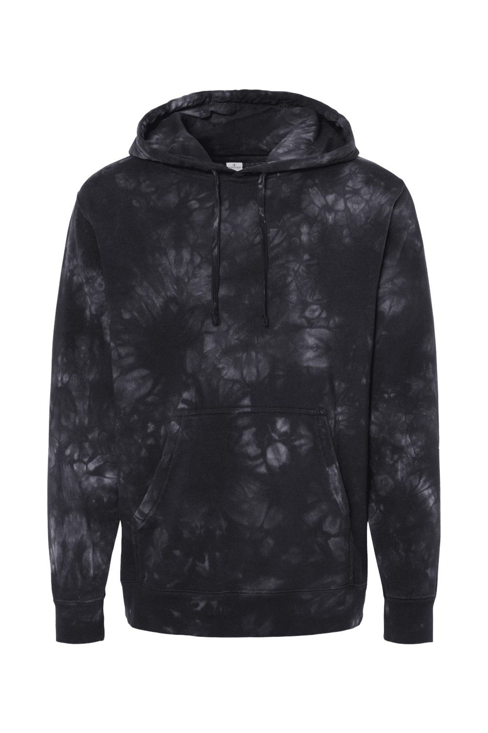 Independent Trading Company PRM4500TD Mens Tie-Dye Hooded Sweatshirt Hoodie w/ Pouch Pocket Black Flat Front