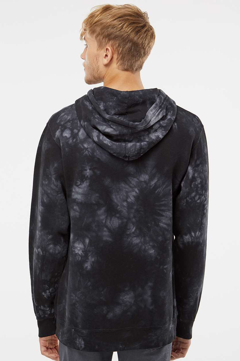 Independent Trading Company PRM4500TD Mens Tie-Dye Hooded Sweatshirt Hoodie w/ Pouch Pocket Black Model Back