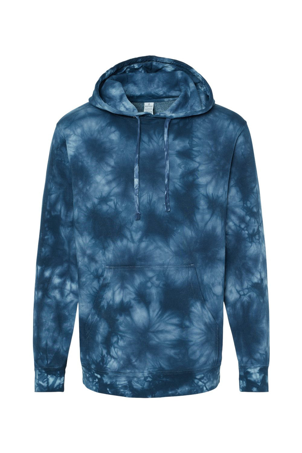 Independent Trading Company PRM4500TD Mens Tie-Dye Hooded Sweatshirt Hoodie w/ Pouch Pocket Navy Blue Flat Front
