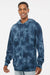Independent Trading Company PRM4500TD Mens Tie-Dye Hooded Sweatshirt Hoodie w/ Pouch Pocket Navy Blue Model Front