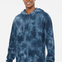 Independent Trading Company Mens Tie-Dye Hooded Sweatshirt Hoodie w/ Pouch Pocket - Navy Blue