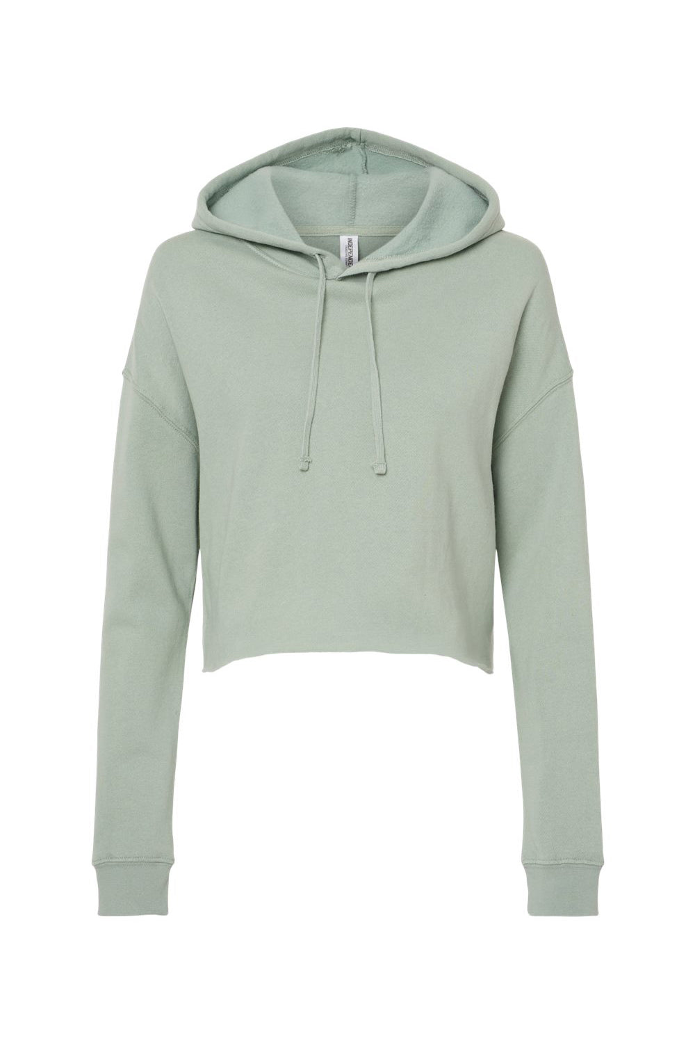 Independent Trading Company AFX64CRP Womens Crop Hooded Sweatshirt Hoodie Sage Green Flat Front
