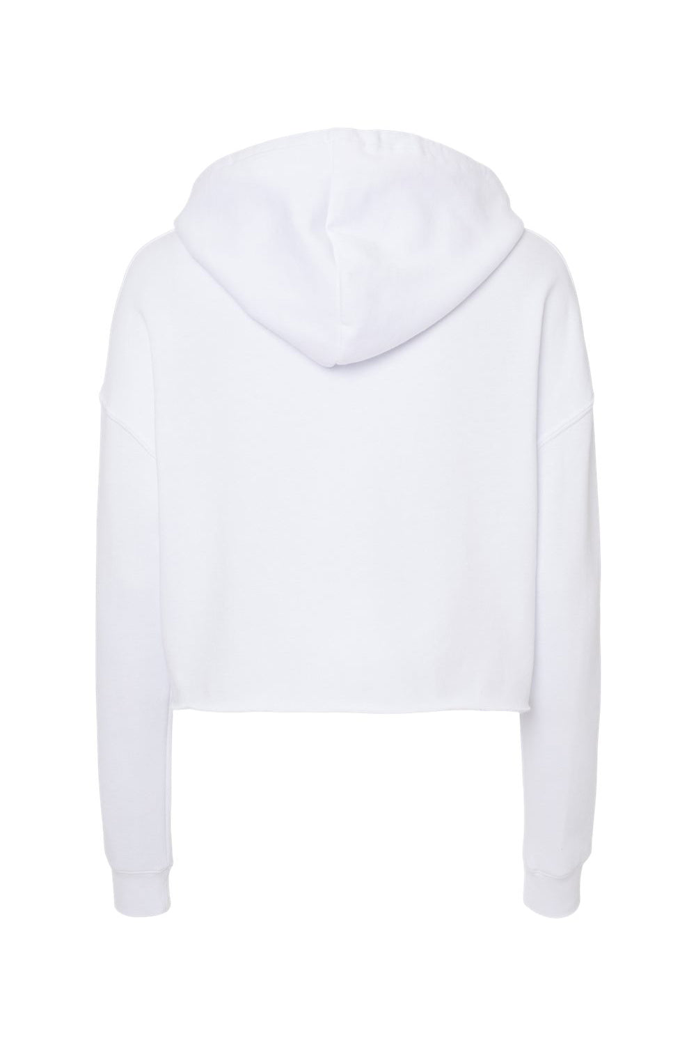 Independent Trading Co. AFX64CRP Womens Crop Hooded Sweatshirt Hoodie White Flat Back