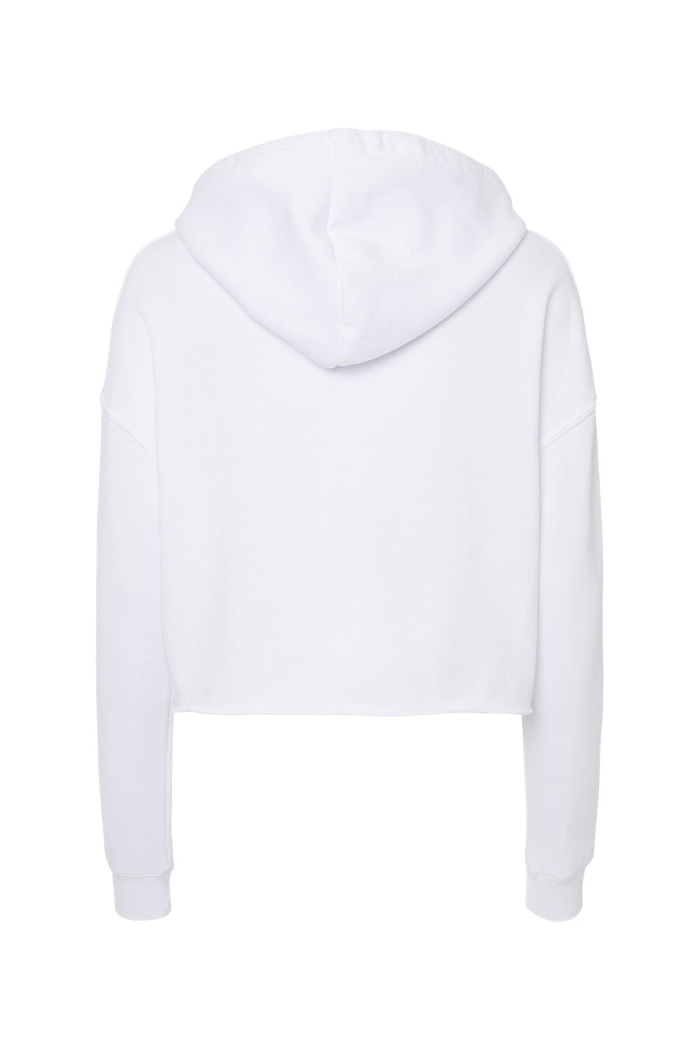 Independent Trading Company AFX64CRP Womens Crop Hooded Sweatshirt Hoodie White Flat Back