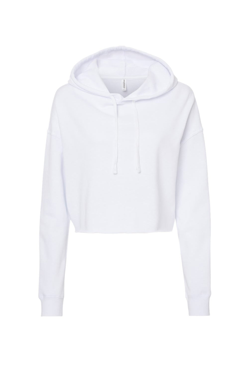 Independent Trading Company AFX64CRP Womens Crop Hooded Sweatshirt Hoodie White Flat Front